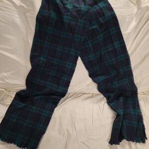 Gap Blue and Green Plaid Scarf with Fringe